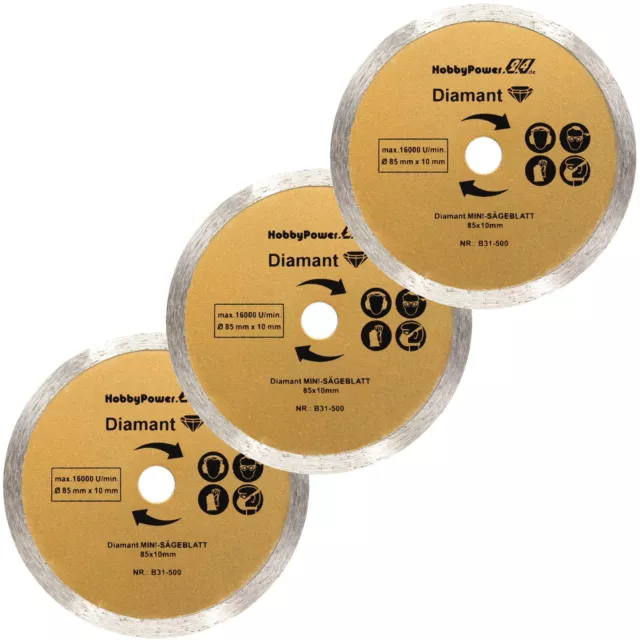 3x Scie Circulaire Manuelle Lames de Diamant Disques 85x10 pour Enfer Tc-Cs 860