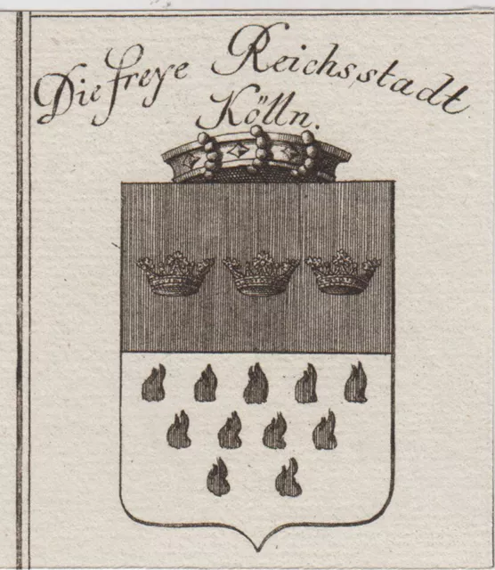 Köln Reichsstadt Wappen Original Kupferstich Reilly 1791