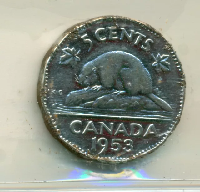 ICCS Canada 1953 5 cents EF-40 SF FL Doubled Canada SX 318