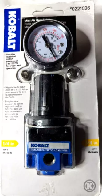 Kobalt Mini AIR REGULATOR 1/4" 0 to 125 PSI NPT Threads 0221026 / SGY-AIR5JH New