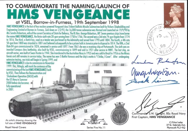 Gb Fdc Marine Signierte Serie 5 Hms Ocean Vengeance Glasgow Belfast Delfin Bollwark 3