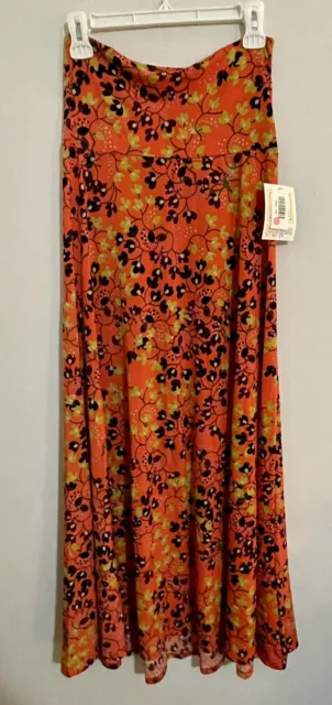 🌷LuLaRoe Maxi Skirt Bright Orange Floral Long Size XS