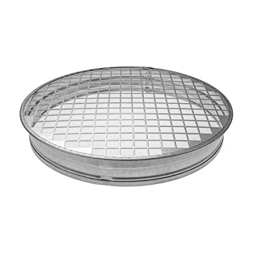 8" Inch (net 3/8" x 3/8" Inch) Duct End Cap with Steel Mesh - Round Galvanized