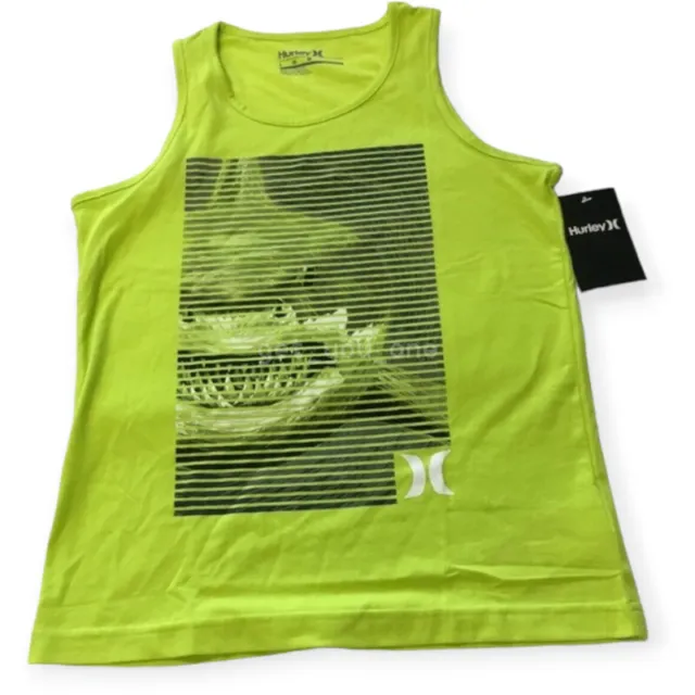 NWT Hurley BOYS/Youth Shark Line Graphic Tank Top Shirt Lime