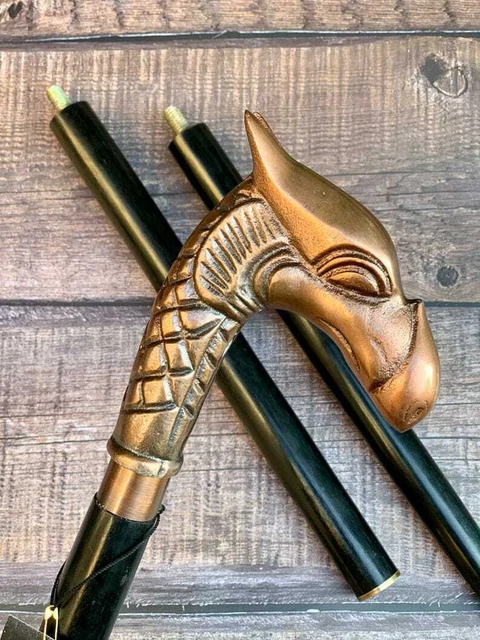 Bastone da passeggio in legno vintage Cane Designer Testa di drago Regalo...