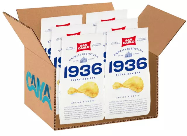 6X San Carlo 1936 Patatine Antica Ricetta Arricciate e Croccanti 150g