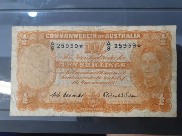 Kgvi 1952 Star Note Coombs / Wilson Ten Shillings Banknote Very Rare A8