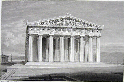 Jupiter Grèce Athènes Temple De Jupiter Olymp Gravure Originale Strahlheim 1837 