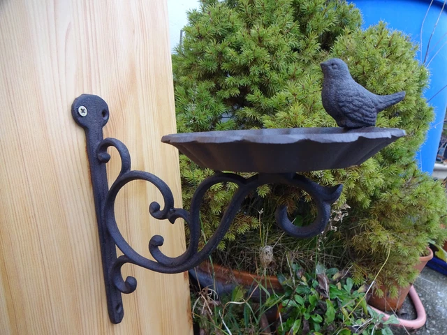 Nostalgische Vogeltränke, Gusseisen, Wandmontage, Wildvögel, Gartendeko