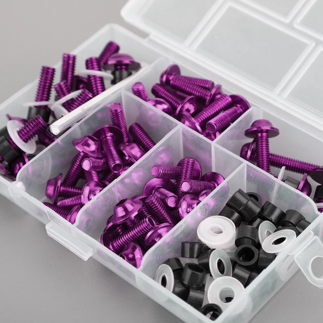 158x Motorbike Purple Fastener Clip Screw Kit Windscreen Fairing Bolt Universal,