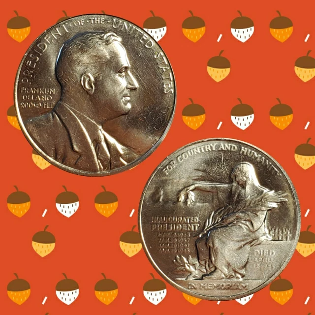Franklin D Roosevelt Inaugurated Medal Coin President for County & Humanity x532