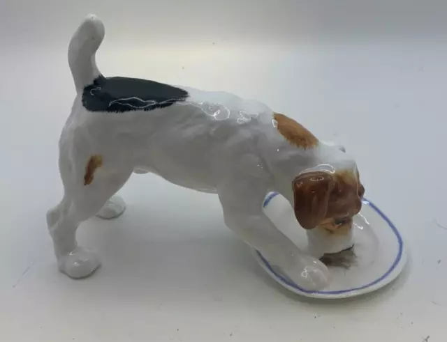 Vintage Royal Doulton Jack Russell Terrier Dog Licking Plate HN1158 Figurine