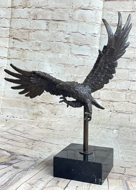 Flying Eagle Hawk Bird Eagle Spread wing Fighting Bronze Sculpture, MILO Deal