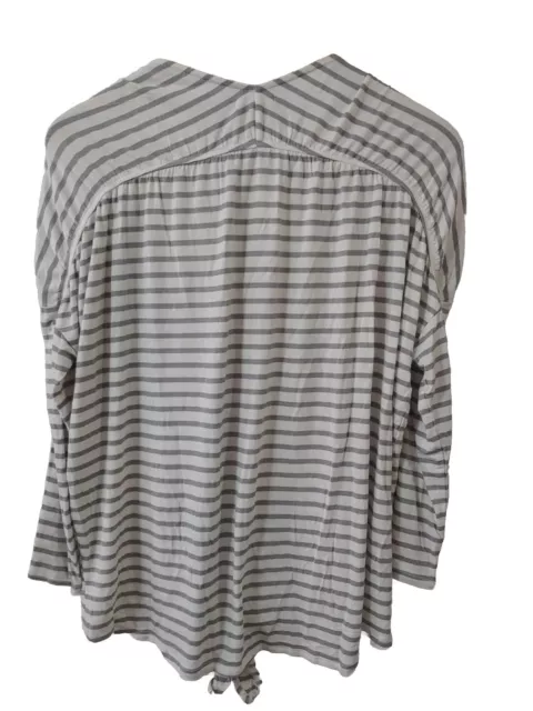 Bordeaux Top Womens S Gray Stripe 3/4 Sleeve Pullover Stretch Anthropologie 2