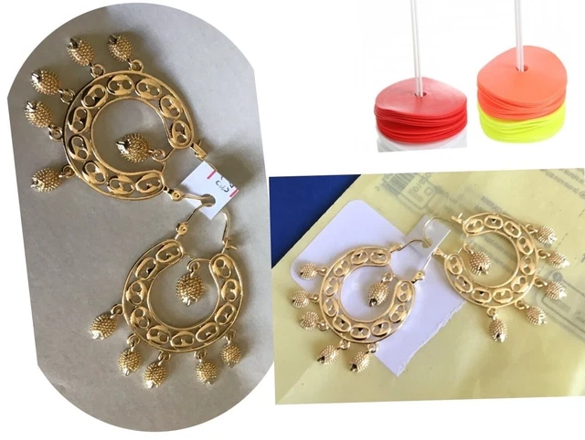 Boucles D'oreilles Créoles Plaquées Or Style Savoyarde Avec Zircon - ROSANTINE Nº GG4, Neuves Avec étiquettes