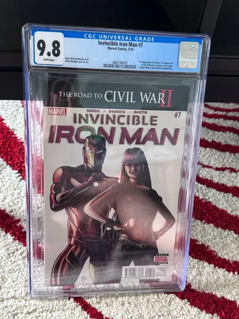 Invincible Iron Man #7A Deodato CGC 9.8 2016 1st cameo Riri Williams