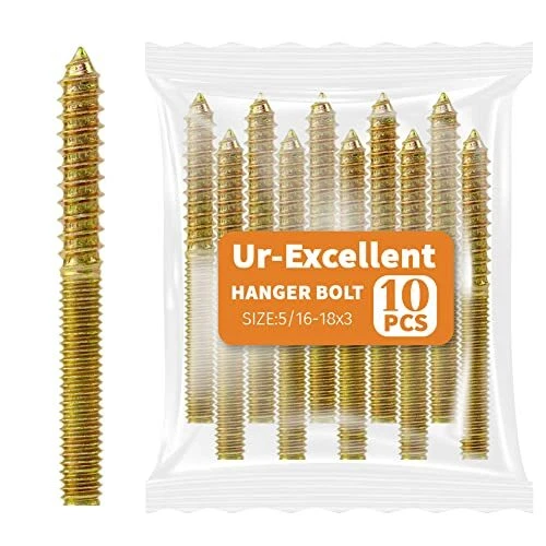 10 Pack 5/16-18 x 3 Inch Hanger Bolts Double Headed Bolts Self-Tapping Screw ...