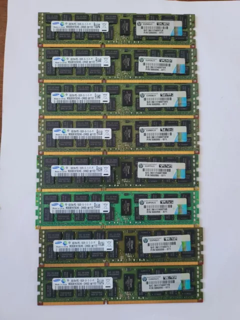 (64GB IN TOTAL) 8GB 2Rx4 PC3-10600R HP P/N: 500205-071 ($10.00 A STICK)