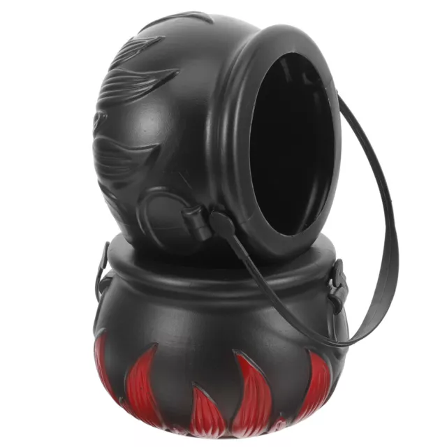 2Pcs Black Cauldron Kettle Halloween Candy Bowl for Decorations & Parties-LJ