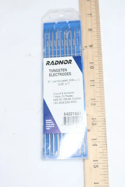 (10-Pk) Radnor Electrode Ground 2% Lanthanated Tungsten 3/32" x 7" 64001907
