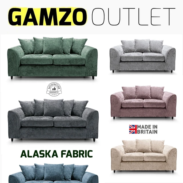 New Alaska Fabric Sofa 3 2 Premium Luxurious Seater Grey Blue Pink Couch Seat