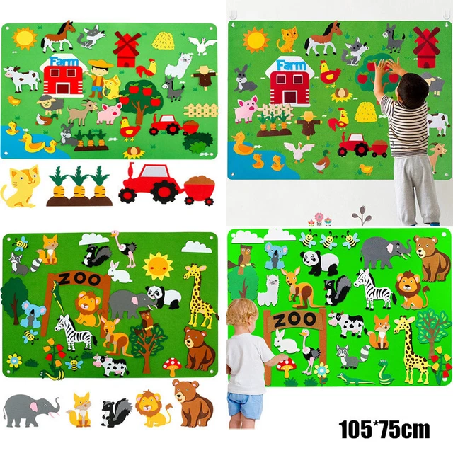 3.5Ft Children's Early Teaching Felt Board Farm Animals Felt-Board Story Set UK