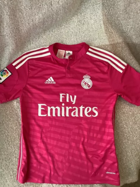 Adidas Real Madrid Boys Football Pink Shirt, Away Top, 13-14 Years