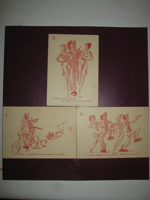 3 Cartoline Militari Umoristiche-Illustratore Vegni-Formato Grande-Non Viaggiate