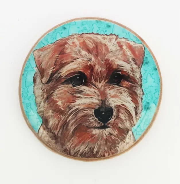 Norfolk Terrier Dog Original Art Brooch Pin