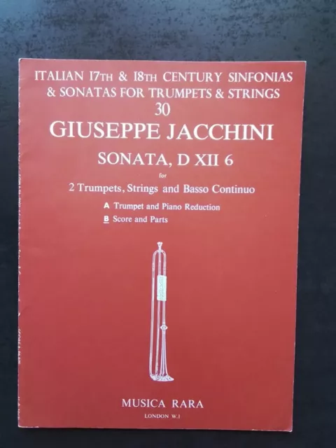 PARTITION - GIUSEPPE JACCHINI - Sonate D XII 6 pour trompette, cordes et B.C.