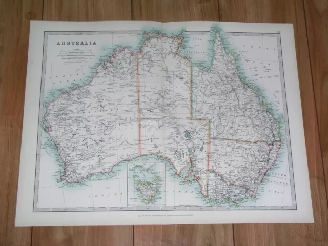 1907 Antique Map  Of Australia / Melbourne Sydney Brisbane Adelaide Perth