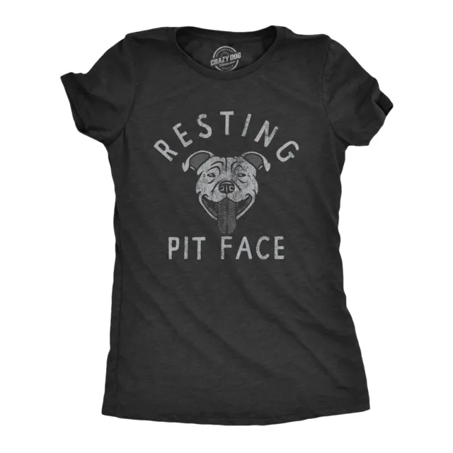 Womens Resting Pit Face T Shirt Funny Cute Pitbull Lovers Tee For Ladies