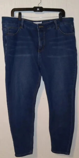 Women’s Ellen Tracy Dark Blue Denim Lizette Straight High Rise Jeans Size 20W