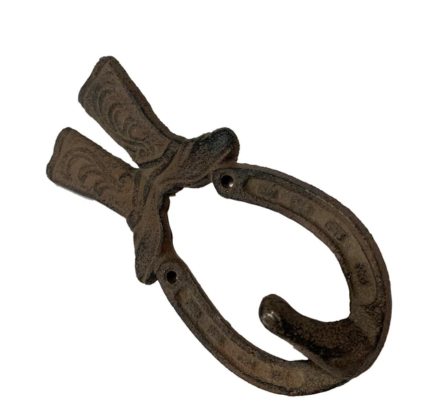 Horseshoe Cowboy Boots Wall Hook Towel Coat Hanger Western Rustic Log Cabin