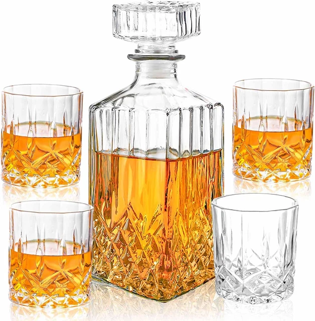 Set Decanter Whisky Con 4 Bicchieri In Cristallo - 750ml + 4x300ml | Senza Piombo, Per Scotch E Cocktail - Foto 4