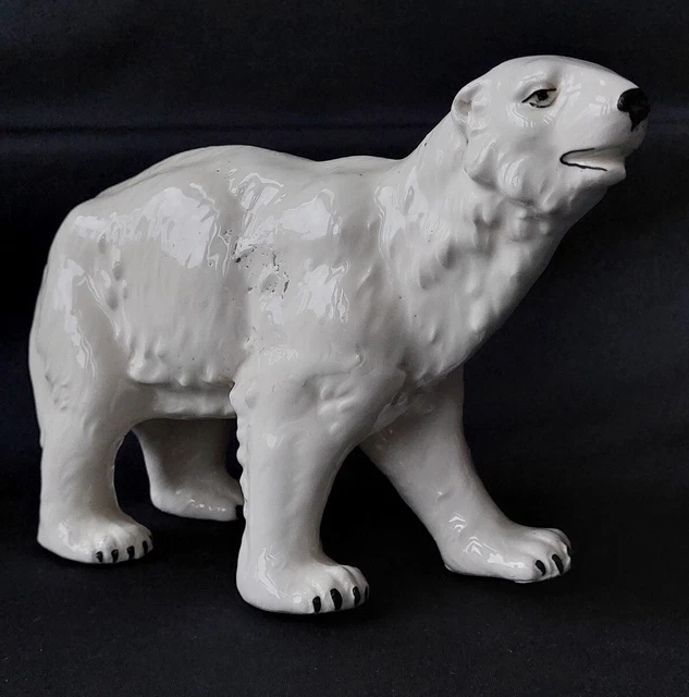 ANCIENNE SCULPTURE STATUE animalière Ours polaire art déco 1940