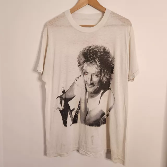 Vintage Rod Stewart Shirt Extra Large Out of Order Tour Music Distressed 80s