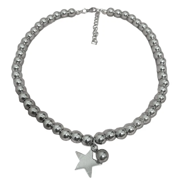 Adjustable Beaded Necklace Big Ball Star Pendant Clavicle Chains Choker Jewelry