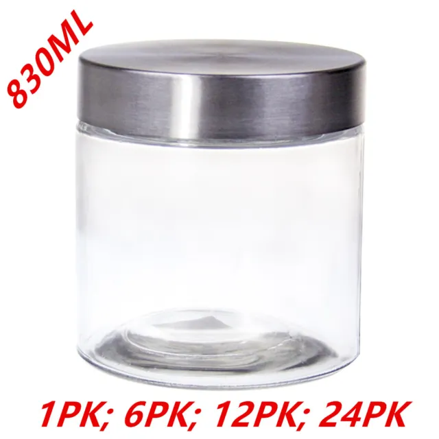 830ML Screw Top Storage Kitchen Glass Jars STAINLESS STEEL LID Cookie Jar WMCV