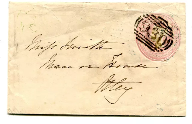 GB 1844 “ONE PENNY” pink Envelope from “930” York to Otley, nice transits