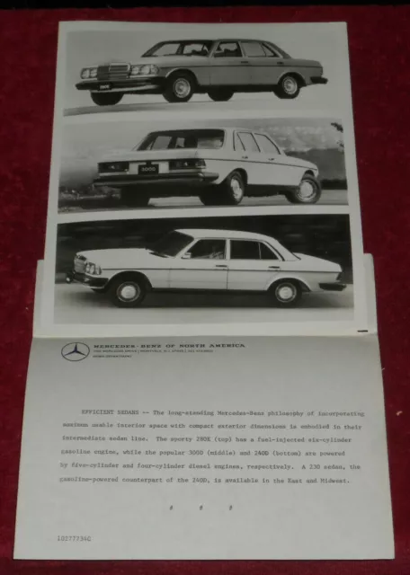 1970s Press Photo Mercedes-Benz 280E 300D & 240D Diesel Gas Sedan Cars