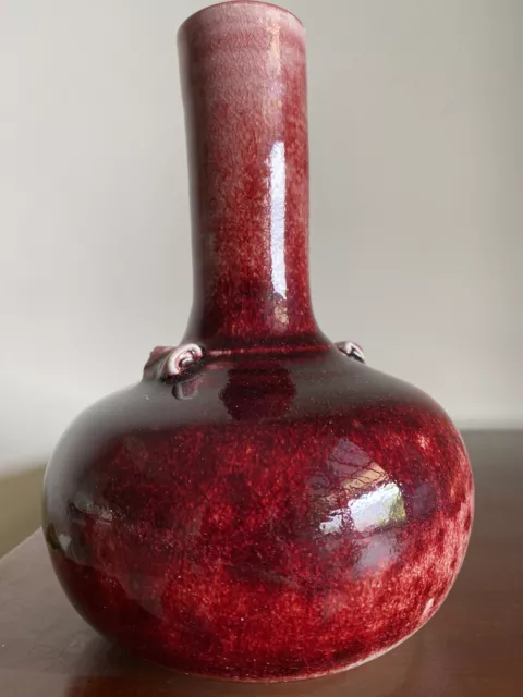 Oxblood Celadon Sang De Boeuf Flambe Vase Signed Ceramic Porcelain Glaze 2