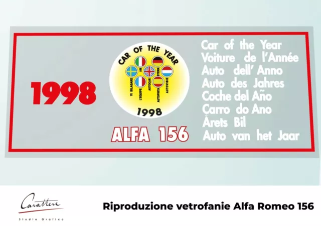 Sticker Adesivo Vetrofania Trasparente Alfa Romeo 156 Auto Dell'anno 1998