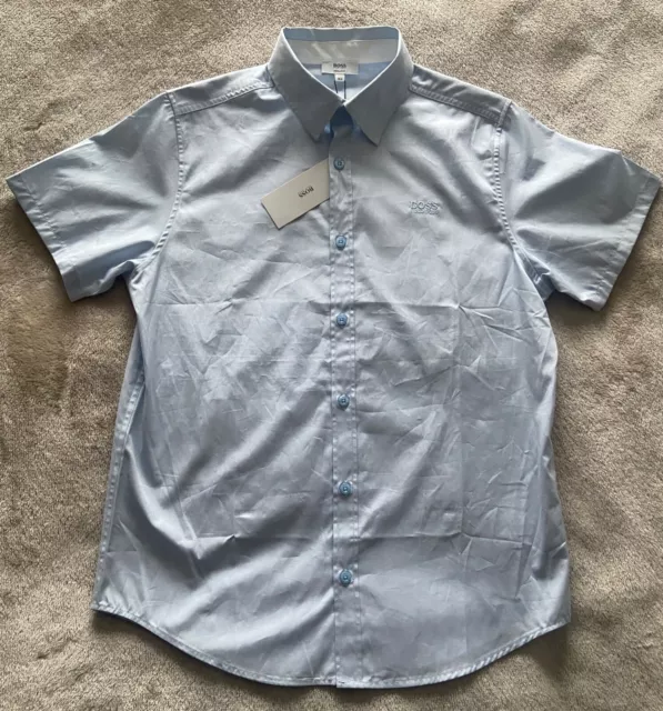 Boys Hugo Boss Sky Blue Button Up Shirt BNWT Brand New Size 14 Yrs