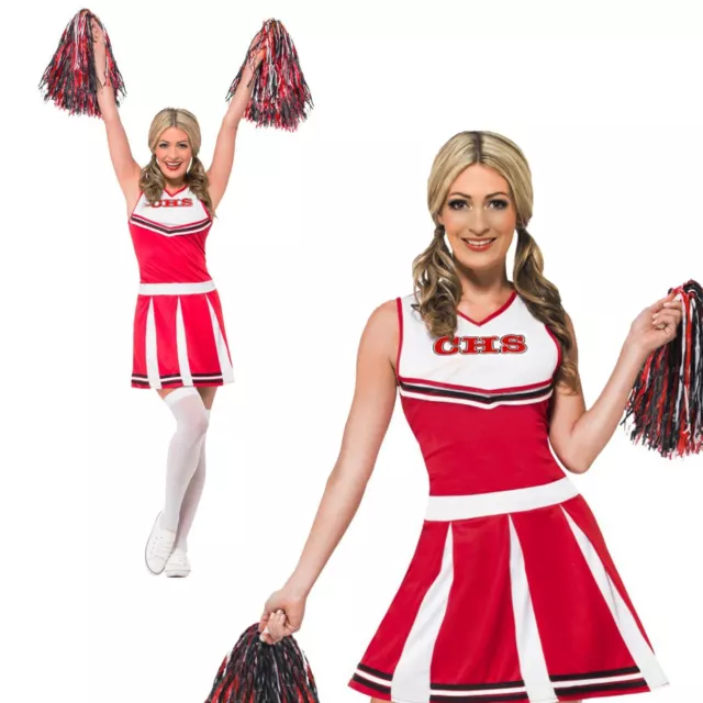 Adulti Donna American Alto Scuola Cheerleader SPORTS Divisa Fancy Dress Costume