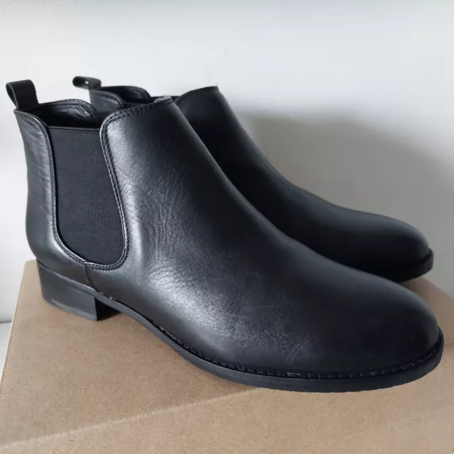 CLARKS NETLEY ELLA womens black leather flat chelsea casual ankle