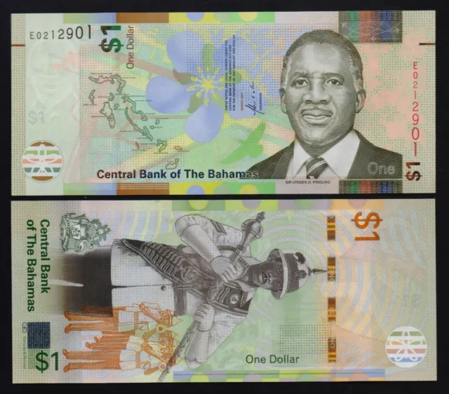 Bahamas –  P#77a 1 Bahamas Dollar 2017 Uncirculated Banknote.