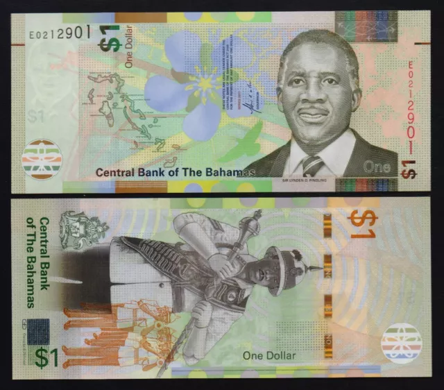 Bahamas –  P#77a 1 Bahamas Dollar 2017 Uncirculated Banknote.