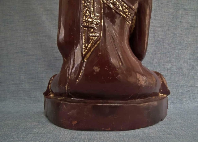 Large Antique Burmese Lacquered Gilded Wood Buddha Burma 19th Century Mandalay 10