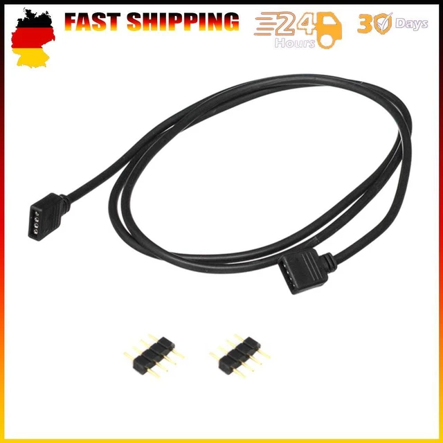 HUAZIZ 6 Pcs Cavo di Prolunga Striscia LED RGB Prolunga Nastro LED Cavo Estensione Banda LED 4 Pin LED Strip Extension Cable Estensore Connettore per RGB 5050 3528 2835 LED Strip, Nero(0,5m/1m/2m